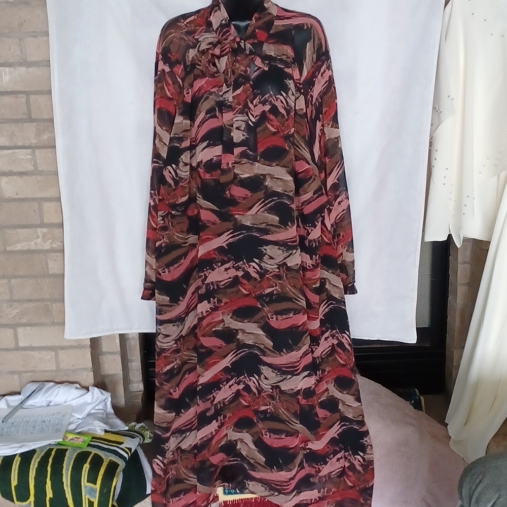 NWT Evri Pink/Brown Fit & Flare Midi Dress 4X